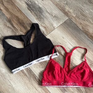 Calvin Klein Black and Red Sports Bra Duo